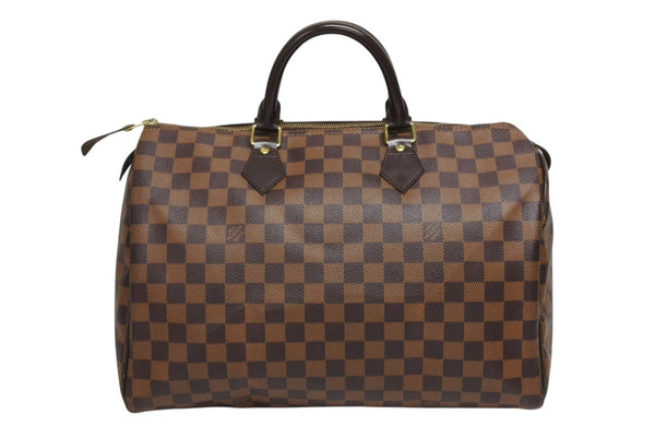 極美品 LOUIS VUITTON ルイヴィトン スピーディ35 ハンドバッグ N41363 ダミエキャンバス ブラウン ゴールド金具 中古 4b011629