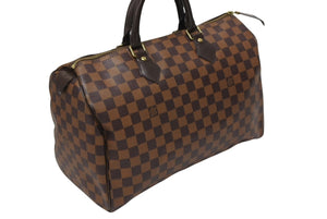 極美品 LOUIS VUITTON ルイヴィトン スピーディ35 ハンドバッグ N41363 ダミエキャンバス ブラウン ゴールド金具 中古 4b011629