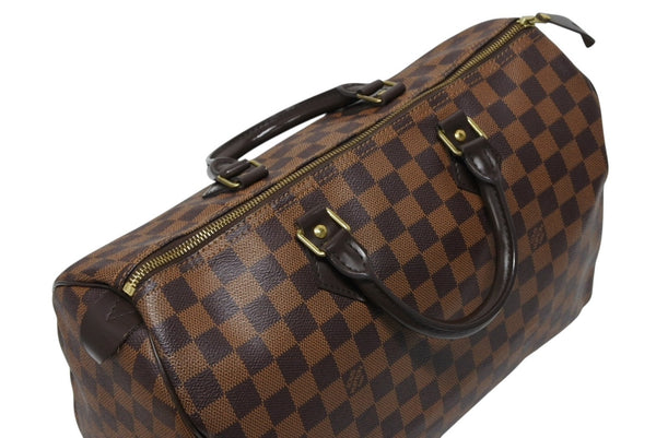 極美品 LOUIS VUITTON ルイヴィトン スピーディ35 ハンドバッグ N41363 ダミエキャンバス ブラウン ゴールド金具 中古 4b011629
