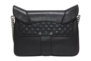 極美品 CHANEL シャネル Paris-Dallas フリンジ フラップ サドルバッグ キルティング 2014年 19番台 カーフスキン ブラック 4b011468