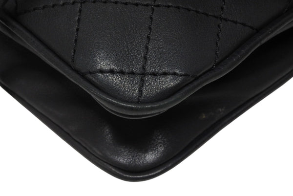 極美品 CHANEL シャネル Paris-Dallas フリンジ フラップ サドルバッグ キルティング 2014年 19番台 カーフスキン ブラック 4b011468