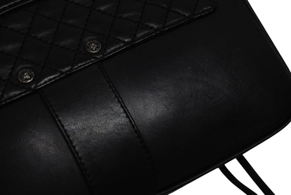 極美品 CHANEL シャネル Paris-Dallas フリンジ フラップ サドルバッグ キルティング 2014年 19番台 カーフスキン ブラック 4b011468