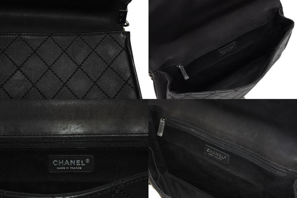 極美品 CHANEL シャネル Paris-Dallas フリンジ フラップ サドルバッグ キルティング 2014年 19番台 カーフスキン ブラック 4b011468