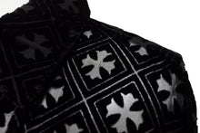 Load image into Gallery viewer, 新品未使用 CHROME HEARTS クロムハーツ ブラック ベルベット クロスダーク パターン 長袖シャツ サイズS 中古 4b011445