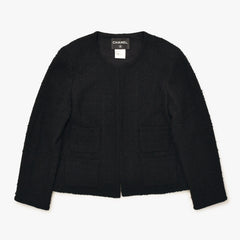 極美品 CHANEL シャネル ツイード ジャケット P36437V26291 ブラック ウール ナイロン モヘア サイズ46 中古 4b013314