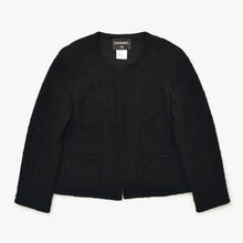Load image into Gallery viewer, 極美品 CHANEL シャネル ツイード ジャケット P36437V26291 ブラック ウール ナイロン モヘア サイズ46 中古 4b013314