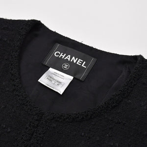 極美品 CHANEL シャネル ツイード ジャケット P36437V26291 ブラック ウール ナイロン モヘア サイズ46 中古 4b013314