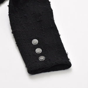 極美品 CHANEL シャネル ツイード ジャケット P36437V26291 ブラック ウール ナイロン モヘア サイズ46 中古 4b013314
