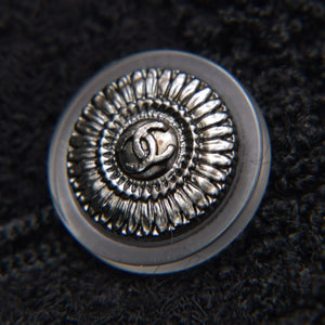 極美品 CHANEL シャネル ツイード ジャケット P36437V26291 ブラック ウール ナイロン モヘア サイズ46 中古 4b013314