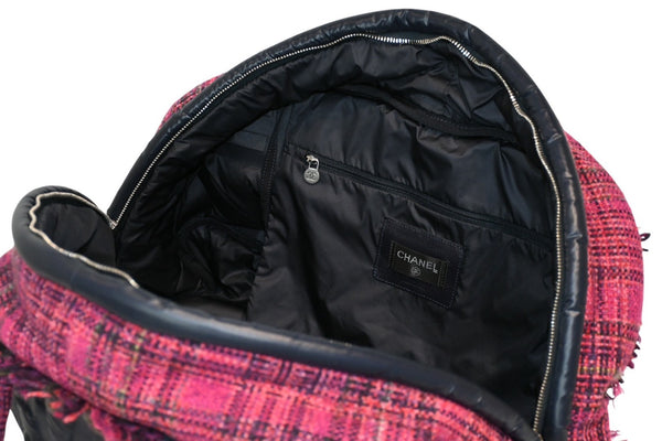 新品未使用 CHANEL シャネル ボストン ハンドバッグ 20番台 ロゴ ピンク ネイビー ツイード ナイロン 中古 4b013286