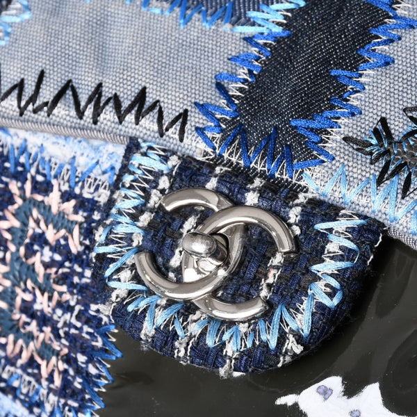 極美品 CHANEL シャネル デカマトラッセ30 Sフラップ Wチェーンショルダーバッグ 21番台 ココマーク パッチワーク ステッチ 中古 4a000390