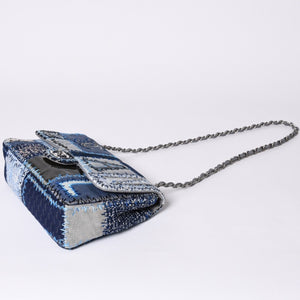 極美品 CHANEL シャネル デカマトラッセ30 Sフラップ Wチェーンショルダーバッグ 21番台 ココマーク パッチワーク ステッチ 中古 4a000390