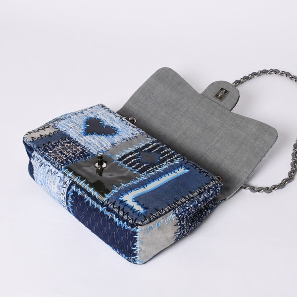 極美品 CHANEL シャネル デカマトラッセ30 Sフラップ Wチェーンショルダーバッグ 21番台 ココマーク パッチワーク ステッチ 中古 4a000390