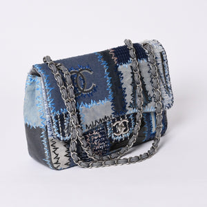 極美品 CHANEL シャネル デカマトラッセ30 Sフラップ Wチェーンショルダーバッグ 21番台 ココマーク パッチワーク ステッチ 中古 4a000390