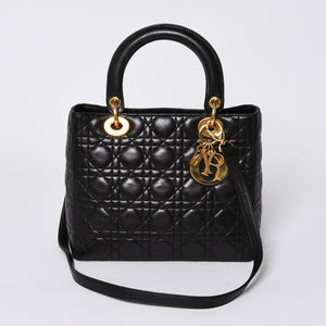 Christian Dior クリスチャンディオール ガリアーノ期 レディディオール ハンドバッグ ラムレザー ブラック 美品 中古 4a000309