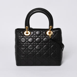 Christian Dior クリスチャンディオール ガリアーノ期 レディディオール ハンドバッグ ラムレザー ブラック 美品 中古 4a000309