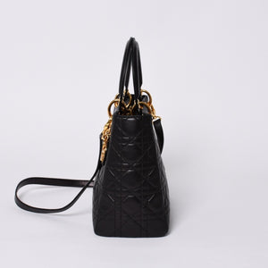 Christian Dior クリスチャンディオール ガリアーノ期 レディディオール ハンドバッグ ラムレザー ブラック 美品 中古 4a000309