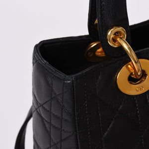 Christian Dior クリスチャンディオール ガリアーノ期 レディディオール ハンドバッグ ラムレザー ブラック 美品 中古 4a000309