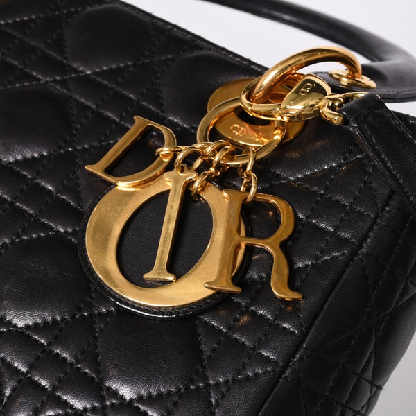 Christian Dior クリスチャンディオール ガリアーノ期 レディディオール ハンドバッグ ラムレザー ブラック 美品 中古 4a000309
