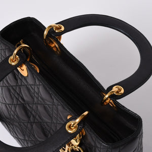 Christian Dior クリスチャンディオール ガリアーノ期 レディディオール ハンドバッグ ラムレザー ブラック 美品 中古 4a000309