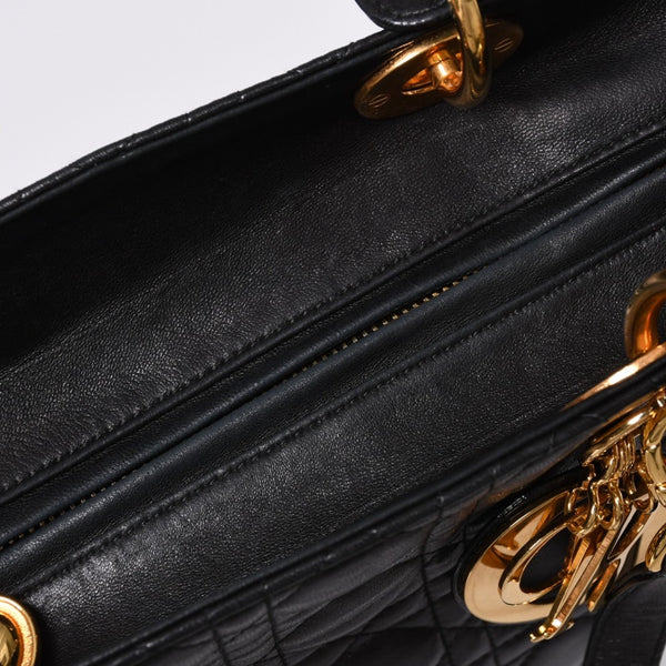 Christian Dior クリスチャンディオール ガリアーノ期 レディディオール ハンドバッグ ラムレザー ブラック 美品 中古 4a000309