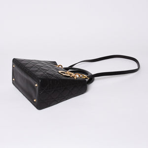 Christian Dior クリスチャンディオール ガリアーノ期 レディディオール ハンドバッグ ラムレザー ブラック 美品 中古 4a000309