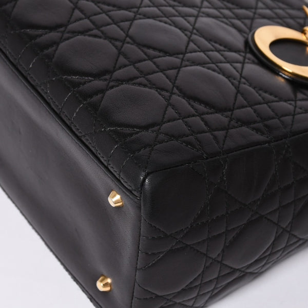 Christian Dior クリスチャンディオール ガリアーノ期 レディディオール ハンドバッグ ラムレザー ブラック 美品 中古 4a000309
