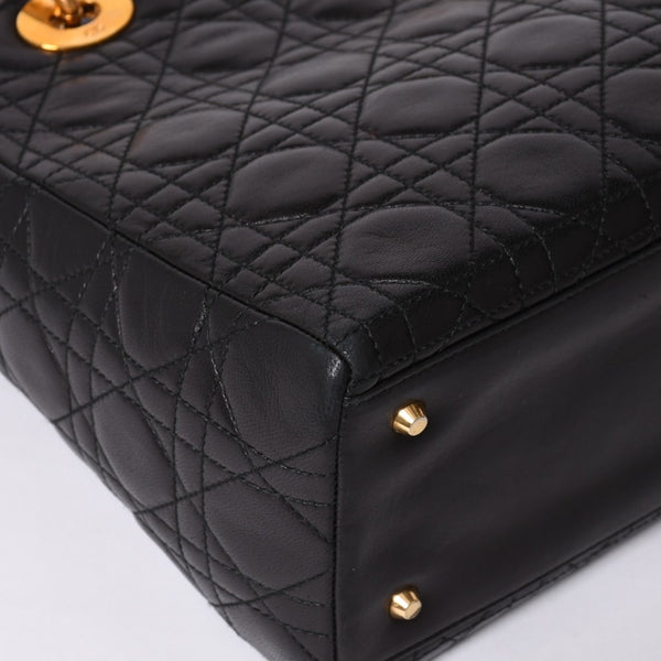 Christian Dior クリスチャンディオール ガリアーノ期 レディディオール ハンドバッグ ラムレザー ブラック 美品 中古 4a000309