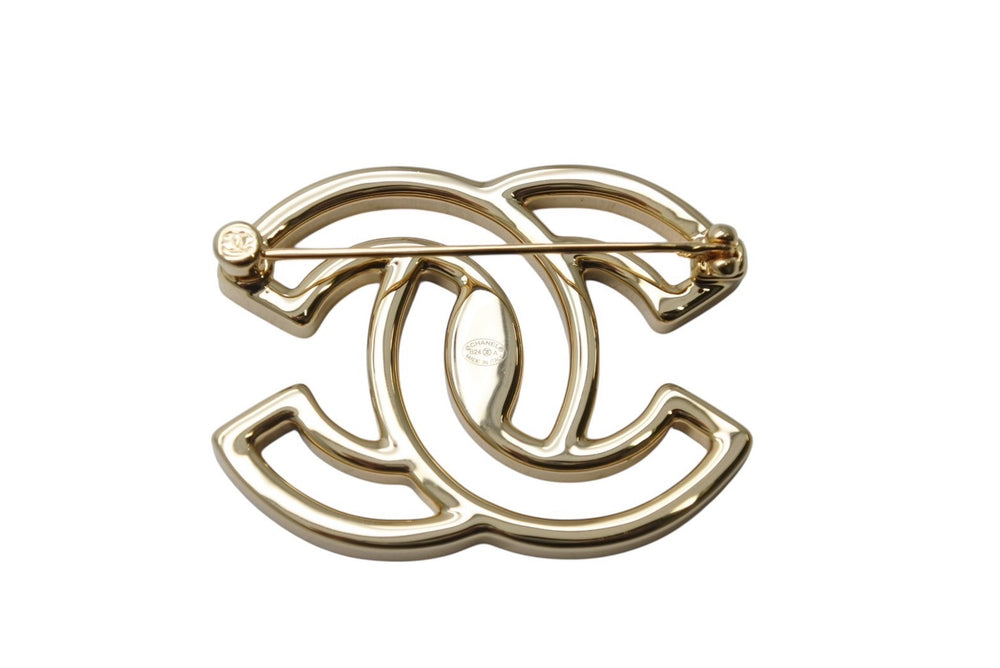 極美品 CHANEL シャネル ココマーク ブローチ 重量約35.0g B24A刻印 メタル ゴールド ブラック バイカラー 中古 4b003933
