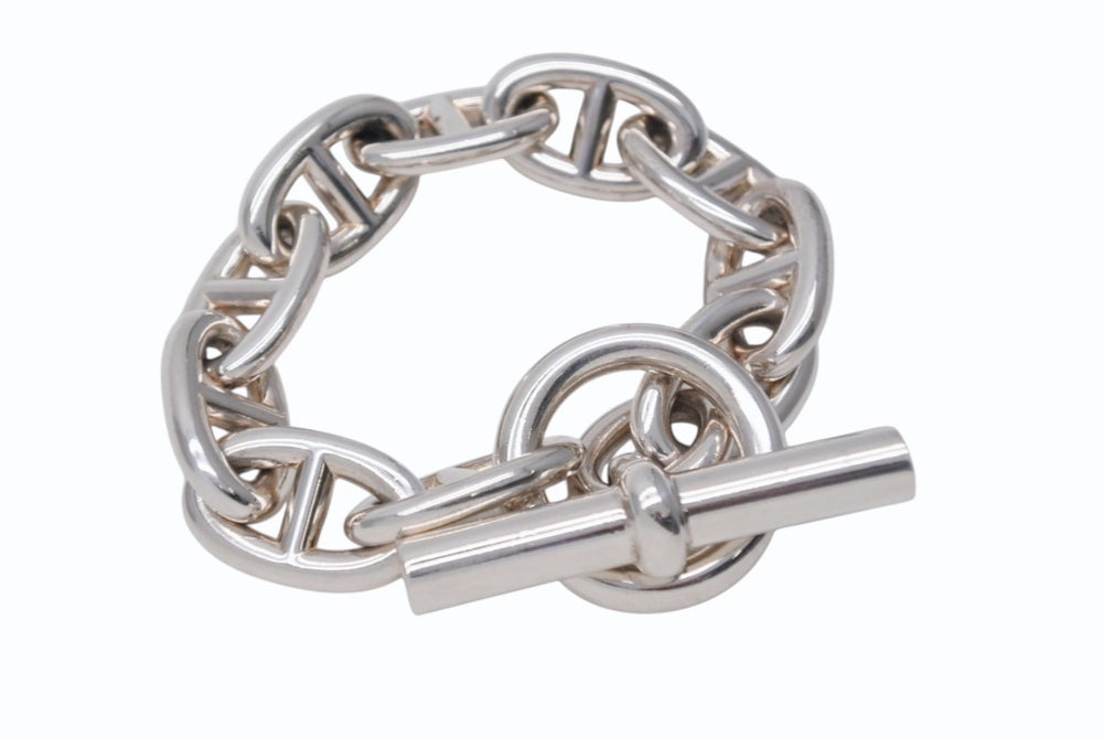 新品未使用 HERMES エルメス シェーヌダンクルGM ブレスレット 重量約98.5g Ag925刻印 10リンク シルバ−925 中古 4b004016