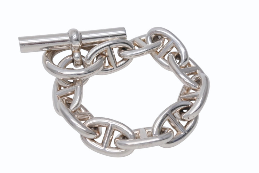 新品未使用 HERMES エルメス シェーヌダンクルGM ブレスレット 重量約98.5g Ag925刻印 10リンク シルバ−925 中古 4b004016