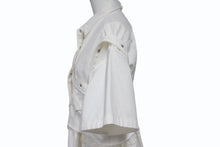 画像をギャラリービューアに読み込む, Sacai サカイ ワンピース 半袖シャツ ドレス ボタン コットン ホワイト シルバー金具 美品 中古 4b004526