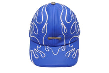 Load image into Gallery viewer, 新品未使用 CHROME HEARTS LETHER FLAME 6-PANEL GUNSLINGER HAT レザー フレイム ガンスリンガー ハット キャップ 帽子 ブルー 中古 4b004570