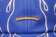 Load image into Gallery viewer, 新品未使用 CHROME HEARTS LETHER FLAME 6-PANEL GUNSLINGER HAT レザー フレイム ガンスリンガー ハット キャップ 帽子 ブルー 中古 4b004570
