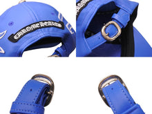 Load image into Gallery viewer, 新品未使用 CHROME HEARTS LETHER FLAME 6-PANEL GUNSLINGER HAT レザー フレイム ガンスリンガー ハット キャップ 帽子 ブルー 中古 4b004570