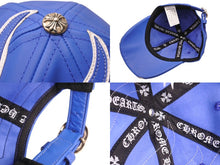 Load image into Gallery viewer, 新品未使用 CHROME HEARTS LETHER FLAME 6-PANEL GUNSLINGER HAT レザー フレイム ガンスリンガー ハット キャップ 帽子 ブルー 中古 4b004570