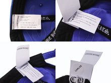 Load image into Gallery viewer, 新品未使用 CHROME HEARTS LETHER FLAME 6-PANEL GUNSLINGER HAT レザー フレイム ガンスリンガー ハット キャップ 帽子 ブルー 中古 4b004570