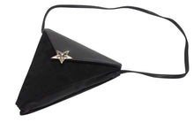 Load image into Gallery viewer, 極美品 CHROME HEARTS クロムハーツ 5PT ラージスター トライアングル ショルダーバッグ ブラック ベロア レザー シルバー925 中古 4b006283
