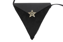 Load image into Gallery viewer, 極美品 CHROME HEARTS クロムハーツ 5PT ラージスター トライアングル ショルダーバッグ ブラック ベロア レザー シルバー925 中古 4b006283