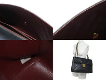 Load image into Gallery viewer, CHANEL シャネル デカマトラッセ Sフラップ Wチェーンショルダーバッグ 3番台 ココマーク ラムスキン ブラック ゴールド金具 良品 中古 4b006535