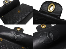 Load image into Gallery viewer, CHANEL シャネル デカマトラッセ Sフラップ Wチェーンショルダーバッグ 3番台 ココマーク ラムスキン ブラック ゴールド金具 良品 中古 4b006535