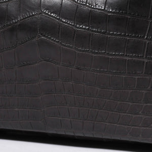 Mint condition HERMES Lindy 30 handbag, Niloticus matte graphite. ◻K stamp, silver hardware, pre-owned, item number 4b012372