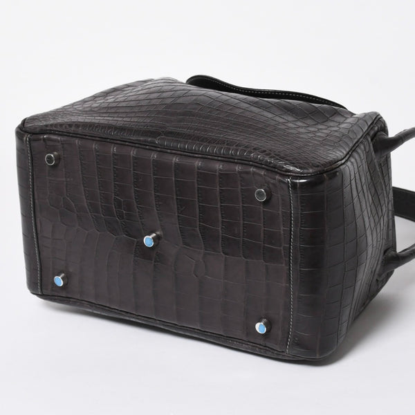 Mint condition HERMES Lindy 30 handbag, Niloticus matte graphite. ◻K stamp, silver hardware, pre-owned, item number 4b012372