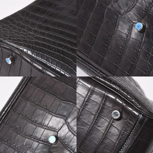 Mint condition HERMES Lindy 30 handbag, Niloticus matte graphite. ◻K stamp, silver hardware, pre-owned, item number 4b012372