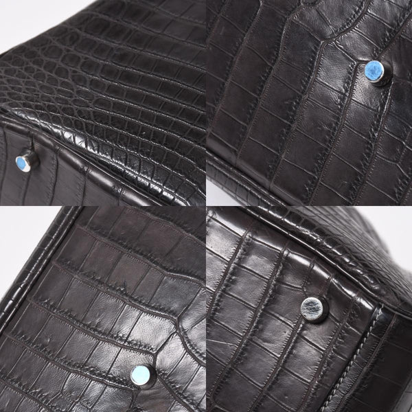 Mint condition HERMES Lindy 30 handbag, Niloticus matte graphite. ◻K stamp, silver hardware, pre-owned, item number 4b012372
