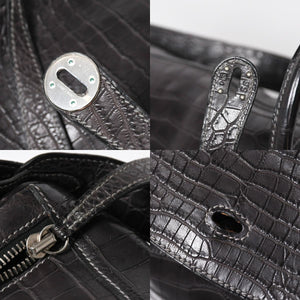 Mint condition HERMES Lindy 30 handbag, Niloticus matte graphite. ◻K stamp, silver hardware, pre-owned, item number 4b012372