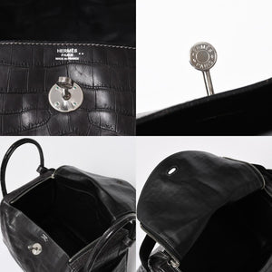 Mint condition HERMES Lindy 30 handbag, Niloticus matte graphite. ◻K stamp, silver hardware, pre-owned, item number 4b012372