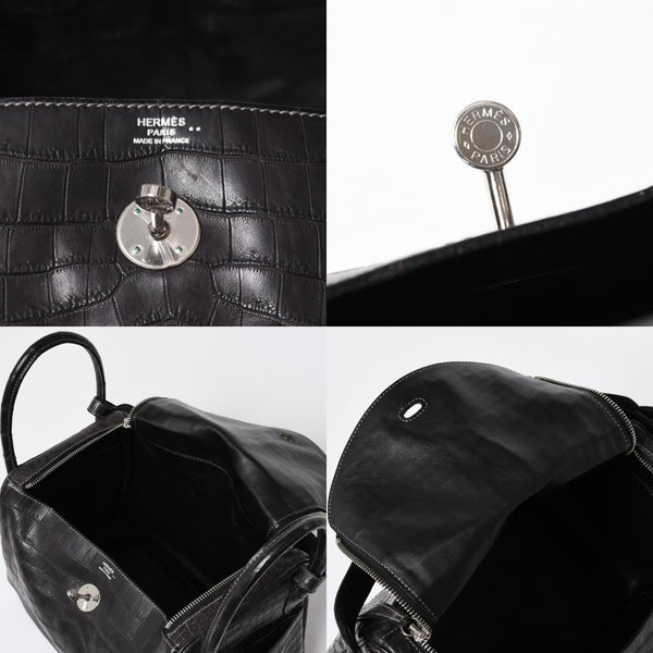 Mint condition HERMES Lindy 30 handbag, Niloticus matte graphite. ◻K stamp, silver hardware, pre-owned, item number 4b012372