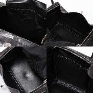 Mint condition HERMES Lindy 30 handbag, Niloticus matte graphite. ◻K stamp, silver hardware, pre-owned, item number 4b012372
