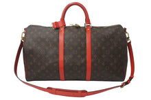 画像をギャラリービューアに読み込む, 極美品 LOUIS VUITTON ルイヴィトン キーポルバンドリエール50 ボストンバッグ M44740 ゴールド金具 ブラウン レッド 中古 4b001071